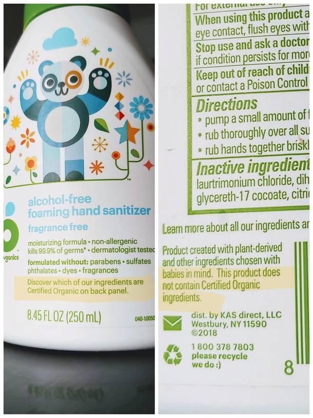 How do you put the words Certified Organic on a product that doesnt contain any