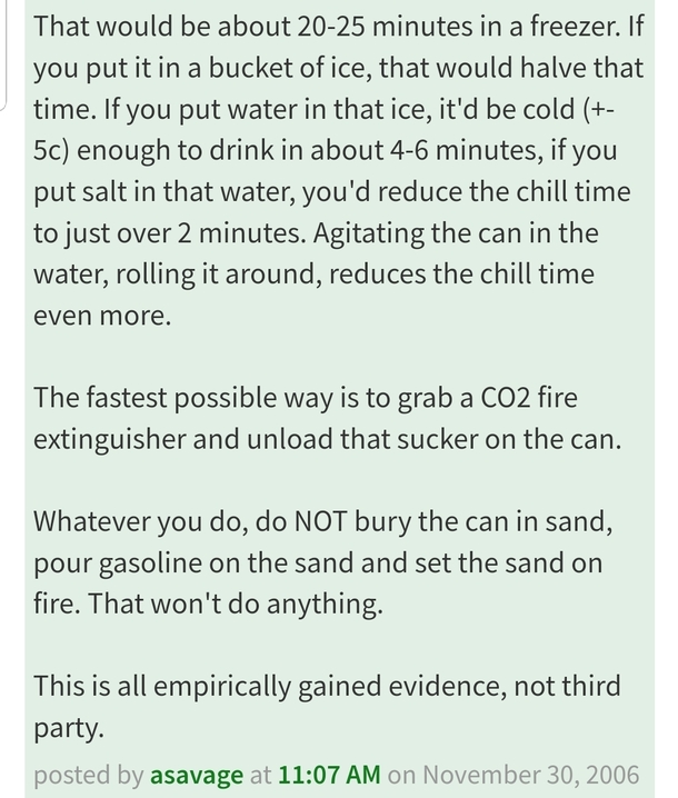 How long in the freezer to chill a Coke from F to F