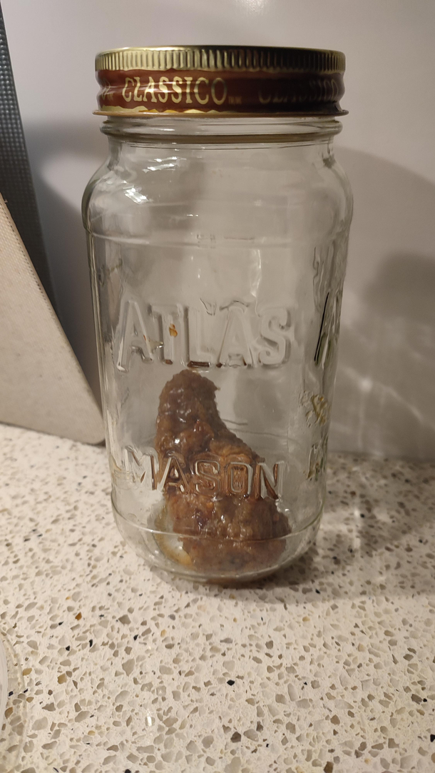 how my bf stores a chicken wing when all the tupperware were in the dishwasher