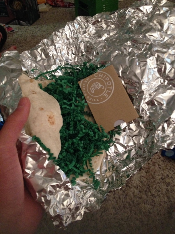 How my mother wrapped a chipotle gift card