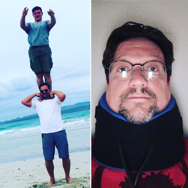 How to dislocate your first rib Let the lb gymnast stand on your shoulders while on vacation