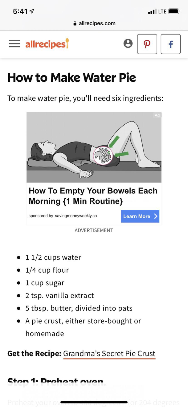 How to make water pie See ad for more info