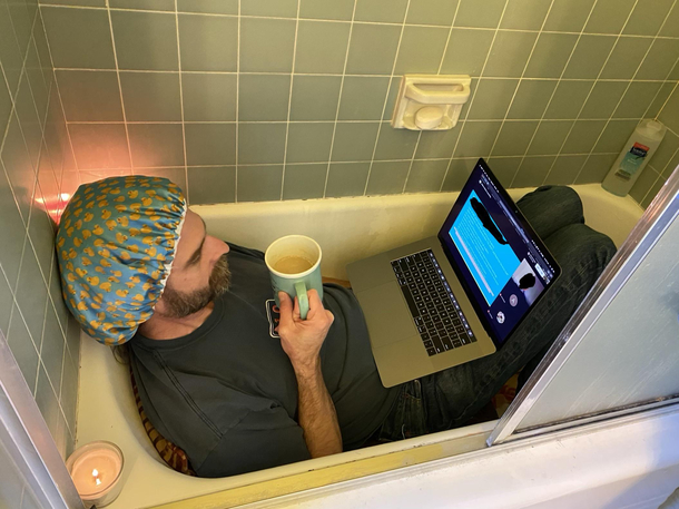 Hubby decided to dress up for todays video staff meeting