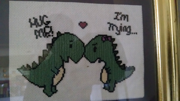 Hugging dinosaurs