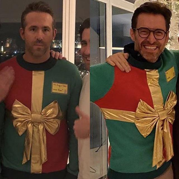 Hugh Jackman wears the infamous Christmas sweater one year later