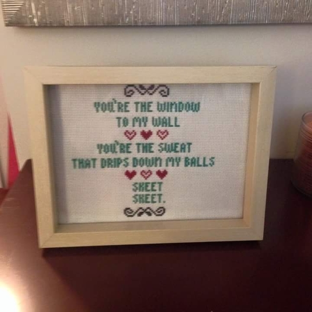 Humorous Cross Stitched found on local buy amp sell