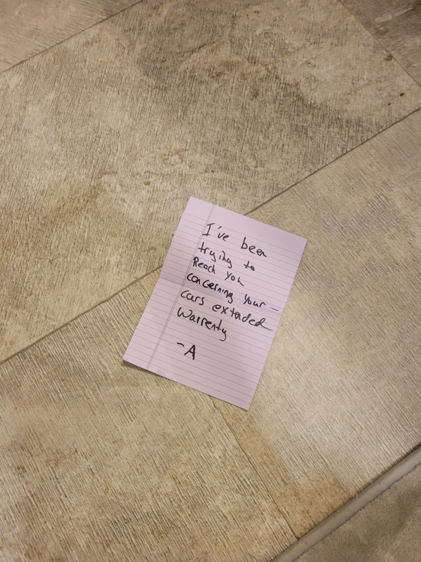 husband slid this under the door while I was in the bathroom