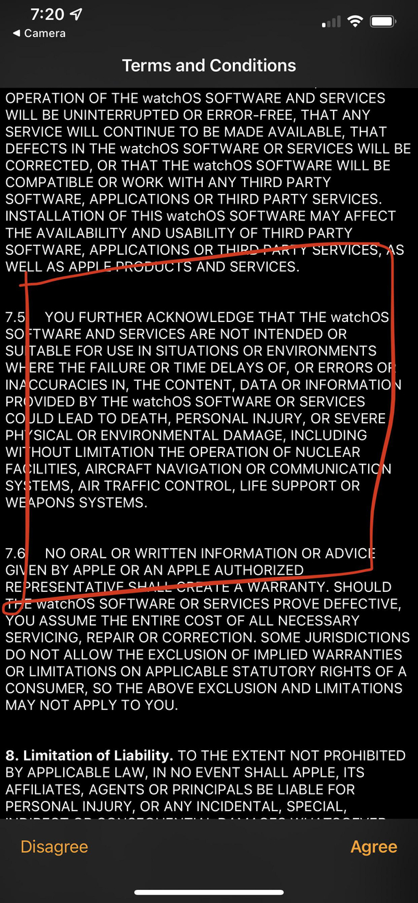I agree to not operate a nuclear facility with my Apple Watch