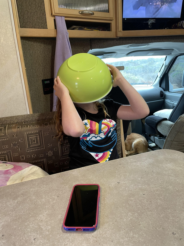 I am hoping for great things from my daughter Daddy look I am kissing the salad bowl
