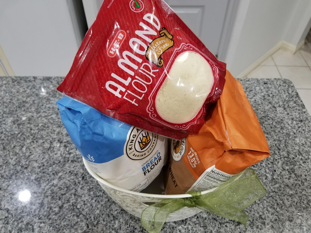 I am picking my wife up at the airport after a long trip and a good friend said to bring her some nice flours as a surprise I am bringing her a basket FULL of her favorite flours