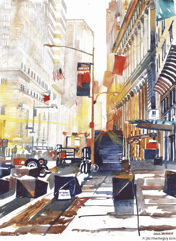 I animated my Wall Street watercolor
