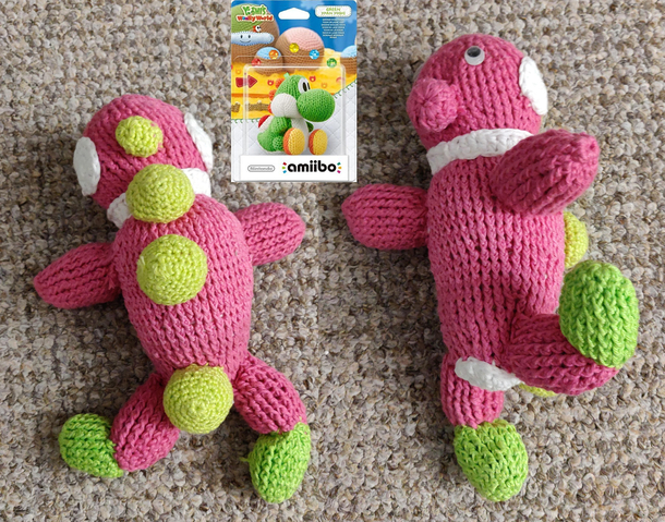 I asked my grandma if she could crotchet me a bigger Yoshi amiibo and this is what she came up with