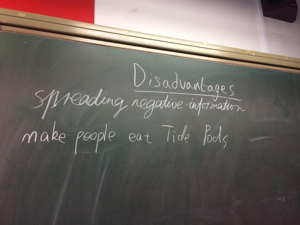 I asked my students to write out some disadvantages of using the internet