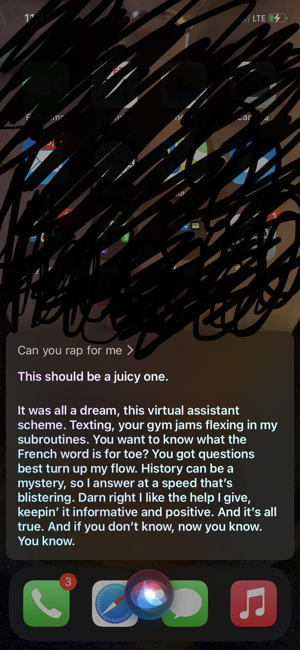 I asked Siri to rap for me she did