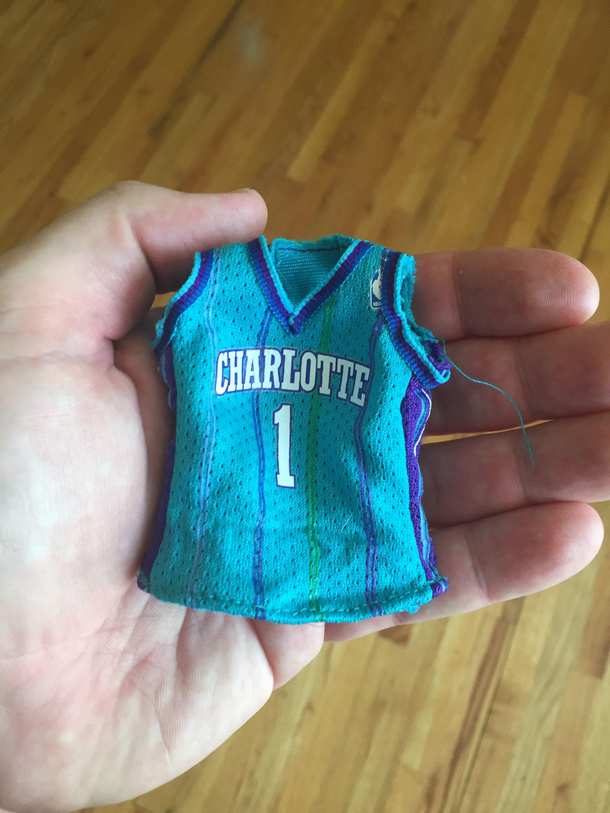 I bought a game-worn Muggsy Bogues jersey