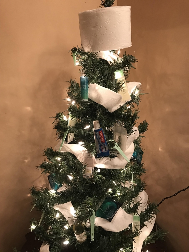 I came home to find my mom put this toilettree in my bathroom
