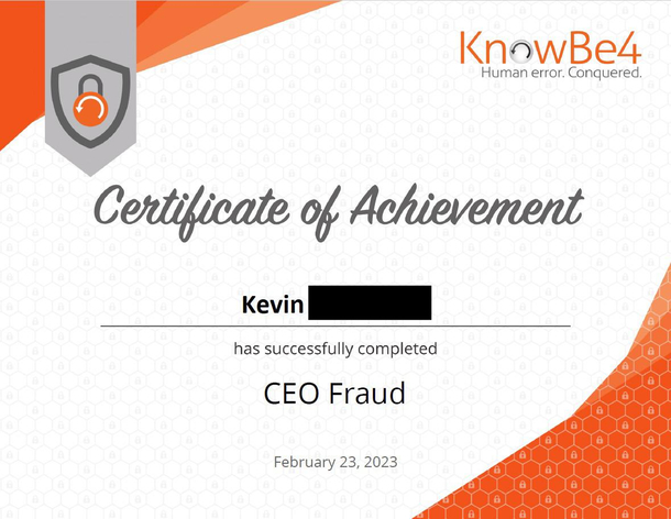 I completed my work mandated training