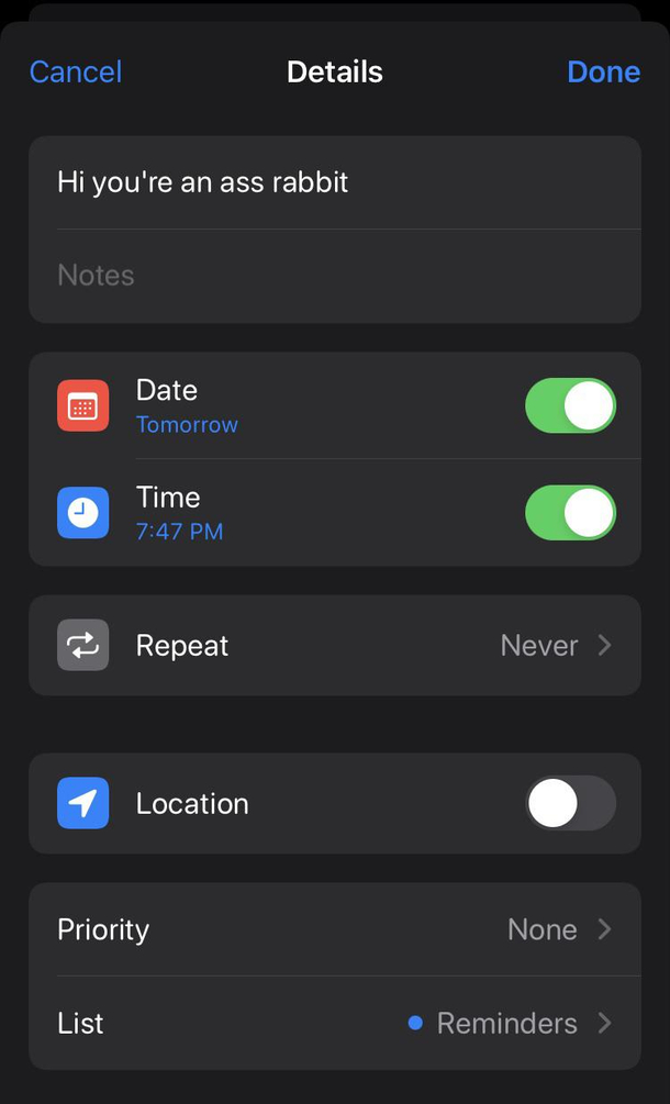 I dictated a reminder to Siri Hire a task rabbit