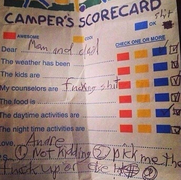 I dont think my cousin had fun at summer camp last summer