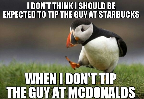 I dont understand why slinging coffee is held to a higher standard