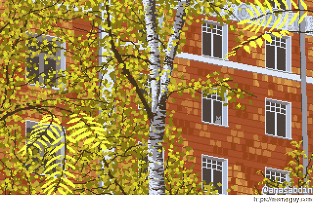 I drew this autumn pixel art scene and called it hst 