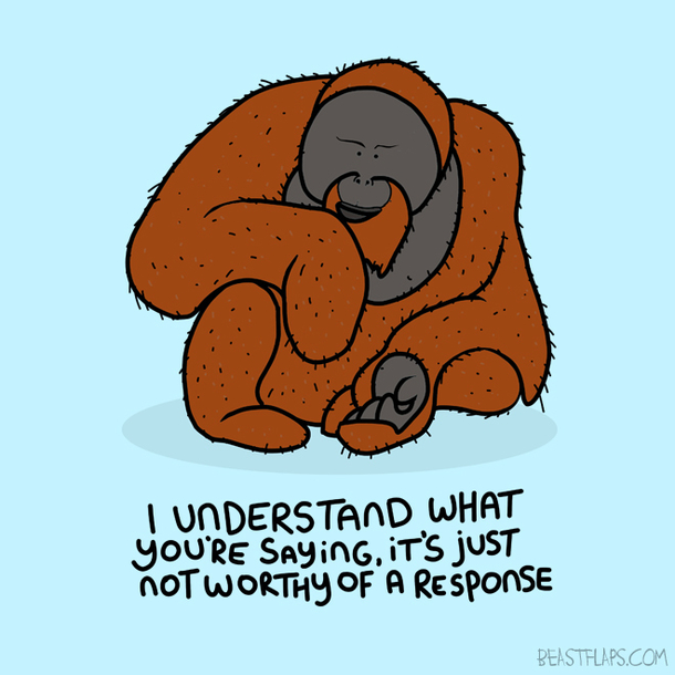 I drew this grumpy orangutan to print out and take to work