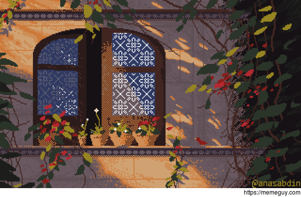 I drew this pixel art animation using  colors and called it Ajar 