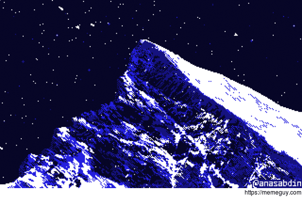 I drew this pixel art mountain top using  colors only 