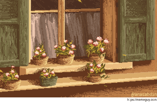 I drew this pixel art scene and called it Carnations 