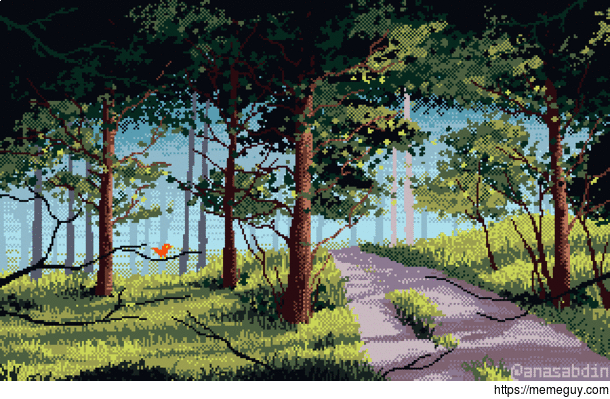 I drew this pixel art scene and called it Forest Path 