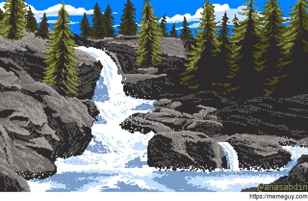 I drew this pixel art scene using  colors and called it a pleasant day 
