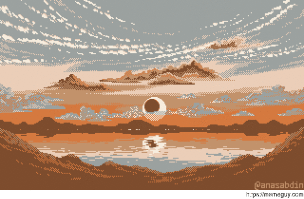 I drew this pixel art scene using  colors and called it annular set 