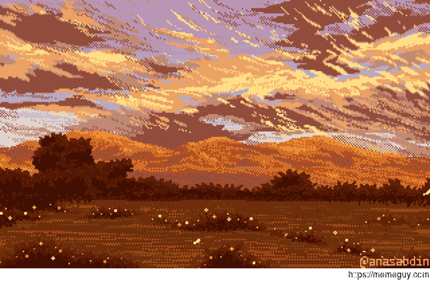 I drew this pixel art scene using  colors and called it copperfield 