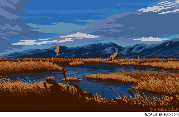 I drew this pixel art scene using  colors and called it estranged 