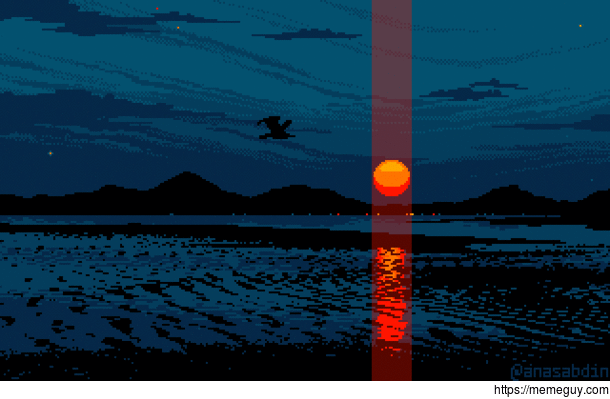 I drew this pixel art scene using  colors and called it Impact 