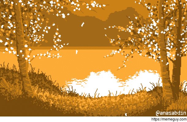 I drew this pixel art scene using  colors and called it Jasmine Fall 