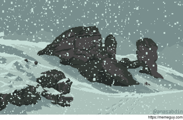 I drew this pixel art scene using  colors and called it Journey 