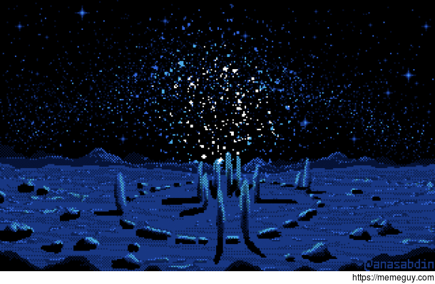 I drew this pixel art scene using  colors and called it Nabta Playa 