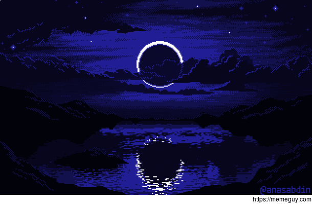 I drew this pixel art scene using  colors and called it Neptune Eclipse 