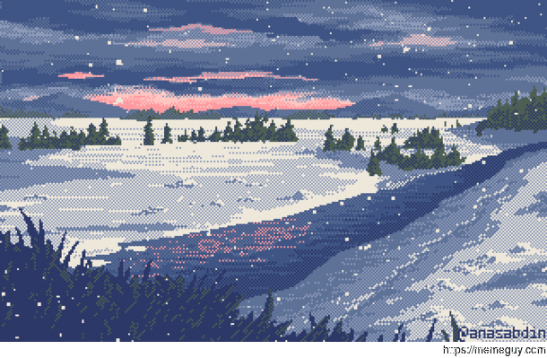 I drew this pixel art scene using  colors and called it Ros 
