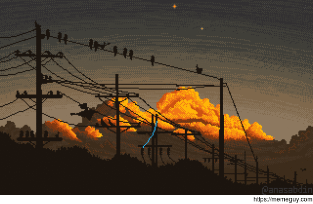 I drew this pixel art scene using  colors and called it static 