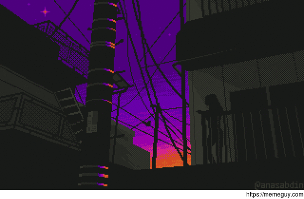 I drew this pixel art scene using  colors and called it when 