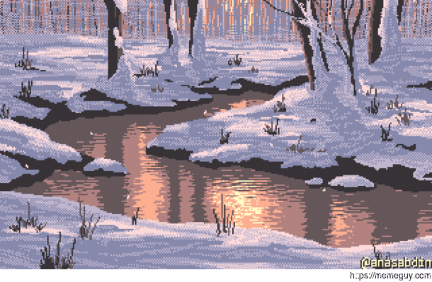 I drew this pixel art scene using  colors and called it Yesterday 