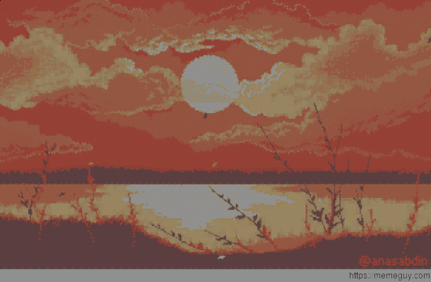 I drew this pixel art scene using  colors only and called it Memories 