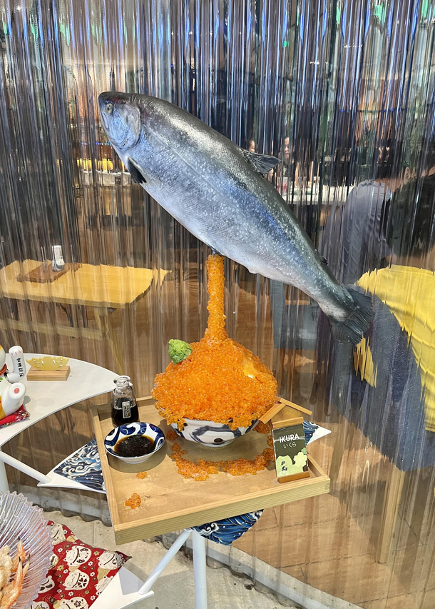 I enjoy salmon roe much as the next guy but this is quite the visual