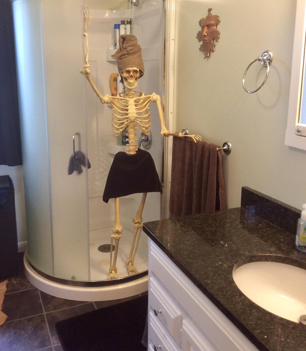 I entertained myself while my husband was out of town with our clearance Halloween purchase