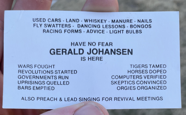 I found a box of these business cards in my friends basement