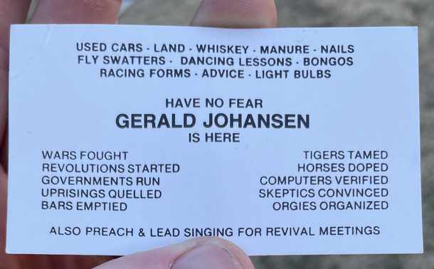 I found a box of these business cards in my friends basement
