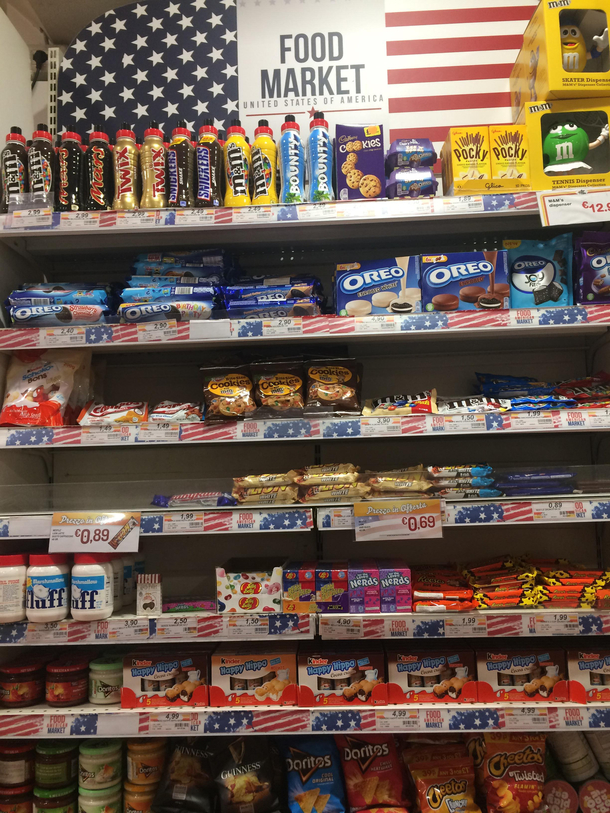 I found this american themed section while visiting europe go easy on us guys