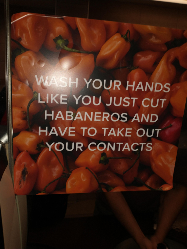 I found this sign in a public restroom and I thought it was funny Sorry for the bad lighting